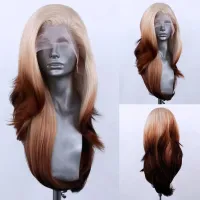 AIMEYA Blonde Roots Ombre Brown Lace Wig 613 Colored Lace Front Wigs for Black Women Natural Synthetic Hair Wigs Daily Use Wig  Hair Extensions Pads