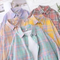 ◇♈┇ Autumn Plaid Shirts Womens Blouses And Tops Long Sleeve Loose Checked Female Clothes Outwear Winter 2022 New