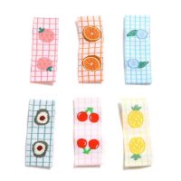 100pcs Cute Grid Fruit Embroidery Label Tags Kids Garment Fabric Clothes Care Shoes Bag Clothing Care Labels Washable Sewing Stickers Labels