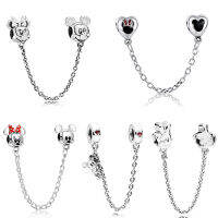 Fit Pandora Disney Minnie Charms สร้อยข้อมือผู้หญิงอะนิเมะ Mickey Mouse ความปลอดภัยลูกปัดสำหรับ Bijoux ทำอุปกรณ์เสริม DIY-Jiieu