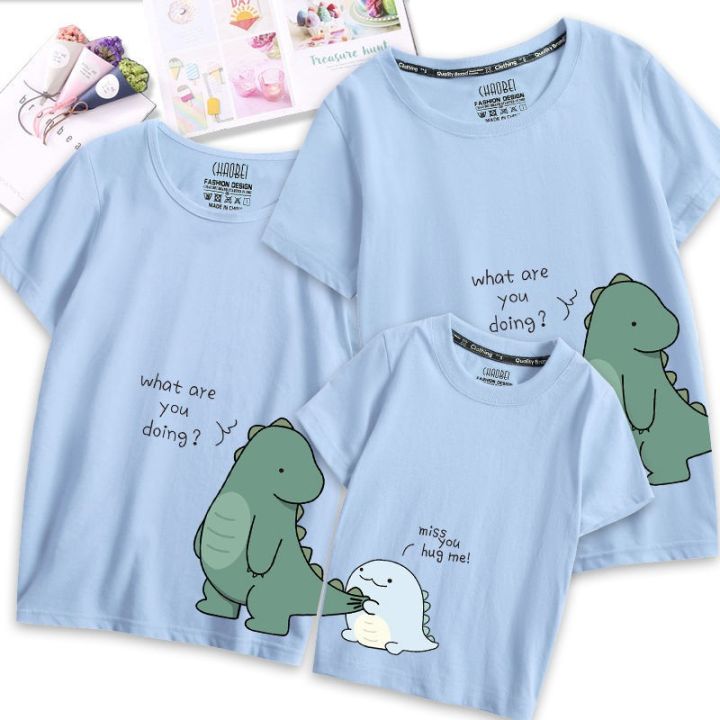 parent-child-outfit-little-dinosaur-cotton-short-sleeved-t-shirtt-t