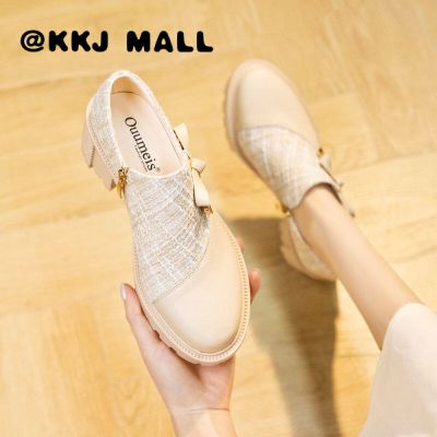 KKJ MALL Womens Single Shoes Autumnwinter 2021 New Thick-heeled Womens Shoes Korean Fashion High-heeled Shoes All-match Small Leather Shoes