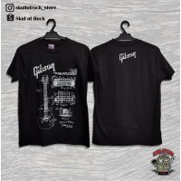 New FashionGIBSON BLACK TSHIRT / TEE HITAM GUITAR UNISEX FULL COTTON TOR CLOTHING BY SKULL OF ROCK 2023