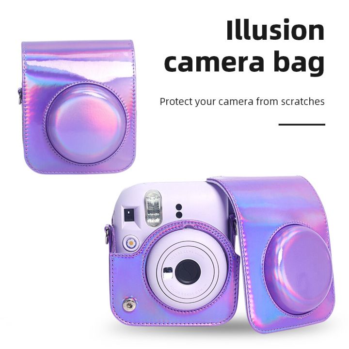 สำหรับ-fujifilm-instax-mini-12เคสป้องกันกล้อง-pu-ถุงหิ้วหนังอุปกรณ์สวมครอบพร้อมสายคล้องไหล่กล่องเก็บภาพถ่าย