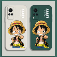 เคส Vivo X60 Pro Case เคสซิลิโคนเหลวการ์ตูน Luffy การ์ตูน Luffys Flocking ฝาครอบโทรศัพท์ป้องกัน