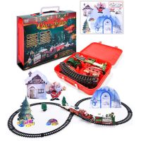 2020New Christmas Electric Rail Car Train Toy Childrens Electric Toy Railway Train Set Racing Road Transportation Building Toys
