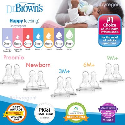 USA Dr.Browns จุกนม ขวดคอแคบ Silicone Narrow Neck Options Nipple