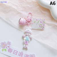 ?【Lowest price】SUTAI พวงกุญแจห้อยรูปหญิงสาวป๊อปคอร์นห่วงโซ่ใส่โทรศัพท์กระเป๋าเรซินพวงกุญแจสีการ์ตูนน่ารักอุปกรณ์เสริมสำหรับกุญแจรถ