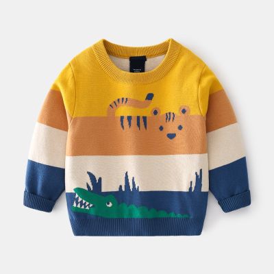 2-8T Cartoon Sweater For Boys Girls Toddler Kid Baby Clothes Autumn Winter Warm Knit Pullover Top Animals Print Knitwear