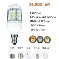 หลอดหลอดไฟข้าวโพด Led Gu10 E27สปอตไลท์ G9 B22 E14 6W-25W โต๊ะสีขาวสำหรับบ้านหลอดโคมไฟในร่ม Ac 110V 220V 230V 240V