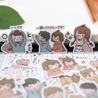 40pcs Sweet Little Couple 2 Hand Account Cartoon Sticker Hand Account Cute Diy Album Girl Heart Character Decoration Material Stickers