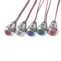 12mm LED Metal Indicator light waterproof Signal lamp with wire red yellow blue green white 3V 5V 6V 12V 24V 220V 110V Work Safety Lights