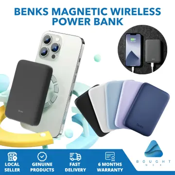 BENKS Magnetic Wireless Power Bank Compatible with Magsafe, Ultra-Thin  5000mAh Magnetic Battery Pack Portable Charger with USB-C Cable, for iPhone
