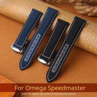 Nylon canvas leather strap for Omega Speedmaster AT150 Gold Needle Captain New Seamaster 300 folding buckle strap 20mm