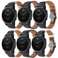 สายหนังแบบถอดเร็วสำหรับ Jiaming Garmin Fenix 5 สายรัดข้อมือหนังแท้หัวเข็มขัดผีเสื้อสายรัดข้อมือแบบถอดเร็วเจียหมิง