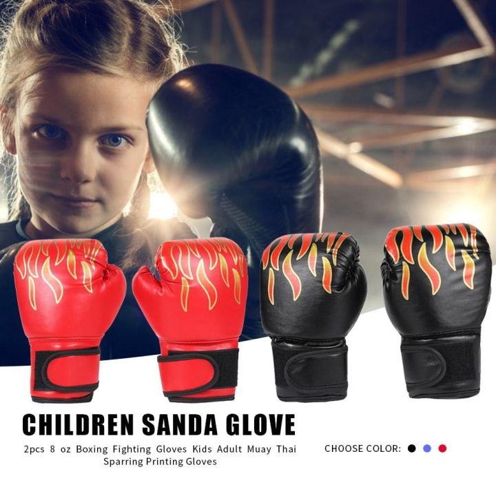 2pcs-boxing-training-fighting-gloves-pu-leather-kids-breathable-muay-thai-sparring-punching-karate-kickboxing-professional-glove