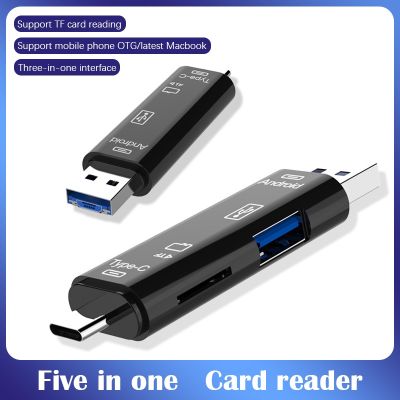 【CW】 5 1 Multifunction Usb Type C/Usb /Micro Usb/Tf/SD Memory Card Reader Accessories