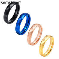 Kemstone U Nisex ทังสเตนเหล็กหญิงสีดำสีฟ้าทองชุบเงินรูปหลายเหลี่ยมแหวนเครื่องประดับของขวัญ