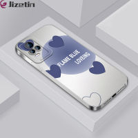 Jizetin เคสใส่โทรศัพท์สำหรับ Vivo Y72 5G Y73 2021 Vivo Y75 5G Y76 5G เคสโทรศัพท์ดีไซน์หัวใจรักสีฟ้าเคสใส่โทรศัพท์กรอบเต็มกล้องซิลิโคน TPU เคสกันกระแทกป้องกัน TPU