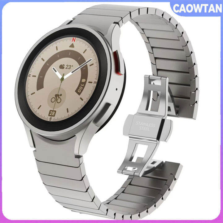 สายสีไทเทเนียมหรูหราสำหรับนาฬิกา-samsung-galaxy-watch-5-4-correa-classic-40-44mm-45mm-46mm-42mm-316สแตนเลสสร้อยข้อมือเหล็ก