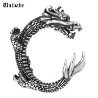 Pure Silver Sterling 925 Silver Retro Dragon Opening Adjustable S925 Ring (HY)