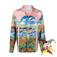 Silk Casablanca Shirt Men Women Colorful Horse Swarm Pattern เสื้อชายหาดฮาวาย