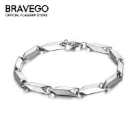 Bravego สร้อยข้อมือโซ่รูปสี่เหลี่ยมขนมเปียกปูนทำจากเหล็กไทเทเนียมฮิปฮอปสร้อยข้อมือเหล็กผู้ชายแฟชั่นสแตนเลสเครื่องประดับอัญมณี