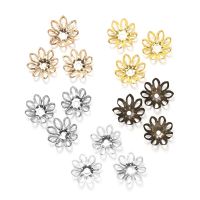 100/200pcs Filigree Hollow Flower Beads Caps Metal 7-14 mm End Spacer Charms Bead Caps For Diy Jewelry Making Accessories Beads