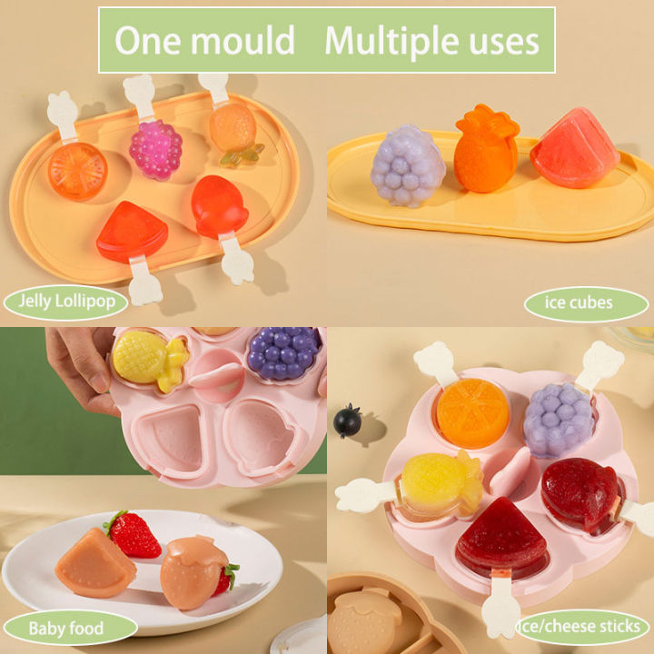 Popsicle Mold, Creative Popsicle Mold, 4 Shapes Silicone Popsicle Molds,  Reusable Popsicle Mold, Ice Cream Mold, Ice Lolly Moulds For Kids, Frozen  Ice Cube Box, Household Popsicle Mold, Safety Jelly Mold, Kitchen