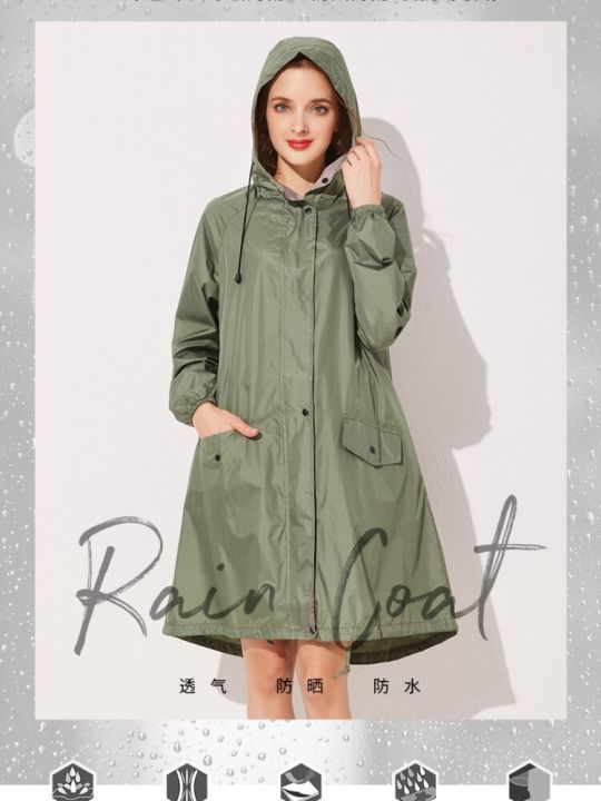 เสื้อกันลมแบบมีฮู้ดสำหรับผู้หญิง-เสื้อกันฝนแบบยาวปานกลางเสื้อปอนโชแฟชั่นเสื้อกันฝนแบบพกพาเสื้อกันฝน
