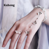 Kuhong สร้อยข้อมือผีเสื้อสไตล์จีน,ของขวัญเครื่องประดับสร้อยข้อมือกำไลข้อมือลายดอกไม้ให้เป็นของขวัญ
