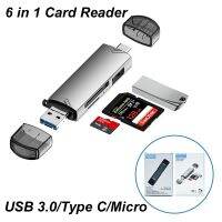 {Shirelle Electronic Accessories} 6 In 1 USB3.0/ชนิด C/micro Memory การ์ดรีดเดอร์ USB OTG อะแดปเตอร์แฟลชไดร์ฟการ์ดความจำ5Gbps ฮับ2 TB สำหรับโทรศัพท์มือถือแล็ปท็อปพีซี