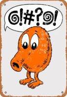 ป้ายดีบุกโลหะวินเทจเกมส์ตู้คลาสสิก Qbert โปสเตอร์วีดิโอสนุกสนานสำหรับในร่มกลางแจ้งลานโรงจอดรถมนุษย์ถ้ำบ้านไร่ผับบาร์เบียร์เครื่องตกแต่งฝาผนังศิลปะ8 X 12 หลากสี