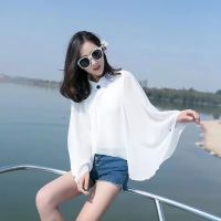 FN946N Summer Women Outdoor Beach Cycling Sunscreen Chiffon Solid Color Scarf Loose Thin Shirt Coat Shawl Sun Towel Tops Cloth