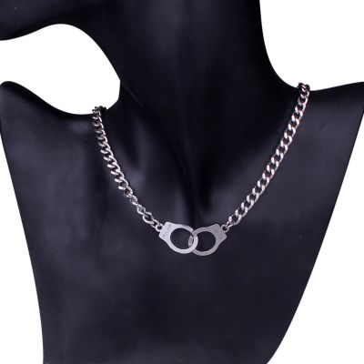 Chain Width 6MM All Stainless Steel Hiphop Punk Handcuff Necklace For Women Men Cool Rock Chokers Necklaces Jewelry di204