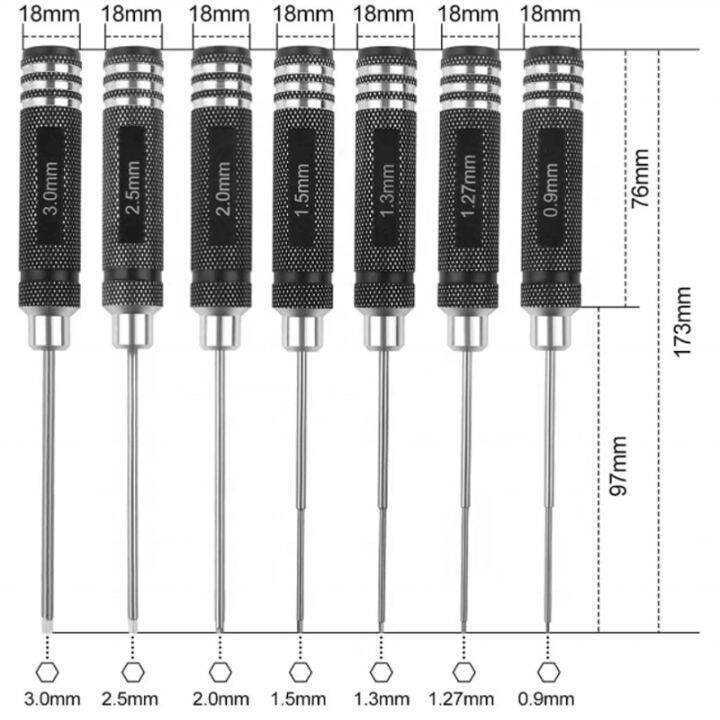 ชุดเครื่องมือไขควงประแจหกเหลี่ยมเหล็กแข็งมากความเร็วสูง0-9-1-27-1-3-1-5-2-0-2-5-3-0-มม-สำหรับเฮลิคอปเตอร์รุ่น-rc