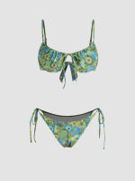 Cider Floral Underwire Uplifting Tie Side Bikini Set