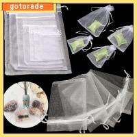 GOTORADE 25/50PCS ลูกอม ปาร์ตี้ซัพพลาย บรรจุเครื่องประดับ ถุงของขวัญ Organza Gauze ซอง ถุงสีขาว กระเป๋าหูรูด