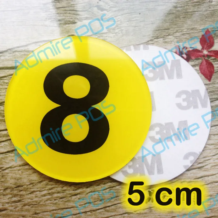 Acrylic Plastic Table Number Plate Round Yellow 5cm 2mm with self ...