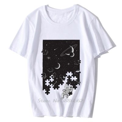 Astronaut Universe Jigsaw Puzzle Funny Geek Tshirt Men New White Short Sleeve Casual Homme T Shirt Unisex Streetwear Tee XS-6XL