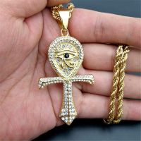 Egyptian Ankh Cross Pendant Necklace For Women/Men Gold Color Stainless Steel Eye of Horus Necklace Iced Out Bling Egypt Jewelry 【hot】jvcgtx60wg18