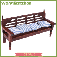 Wanglianzhon โซฟา1:12บ้านตุ๊กตาพร้อมหมอน4ใบของเล่นบ้านตุ๊กตาไม้เฟอร์นิเจอร์