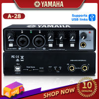 YAMAHA-A28 การ์ดเสียง สนับสนุนเครื่องดนตรี ไมโครโฟนไดนามิก USB PC ไมโครโฟน หูฟัง พลัง Sound Card  with Loopback Monitor 48V Phantom for Audio Equipment Guitar