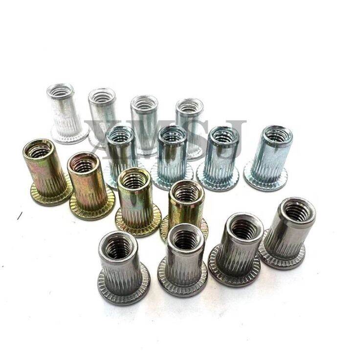 10-20pcs-m3-m4-m5-m6-m8-304-stainless-steel-carbon-steel-aluminum-flat-head-blind-rivet-nut-insert-rivnut-nutsert-for-screw-bolt