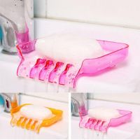 1Pc Soap Storage Box Water Drain Sponge Holder For Kitchen Double Sucker Bathroom Kitchen Organizer Soap Dishes