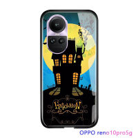 Serpens เคสสำหรับ OPPO Reno10 Pro เคสเครื่องประดับโทรศัพท์ปาร์ตี้ฮาโลวีนกันกระแทก5G เคสกระจกเทมเปอร์ลายฟักทองค้างคาวแม่มดความหวาดกลัวฝาครอบป้องกัน