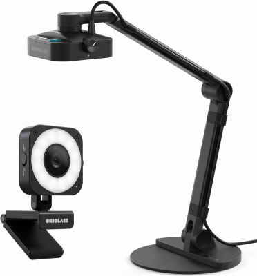 OKIOLABS X1 4K Ultra HD Dual-Mode Document Camera and Webcam - LED Light, Built-in Microphones, Autofocus, A3 Ledger Format - Works with Zoom, Google Meet OBS, Teams - USB-A/USB-C