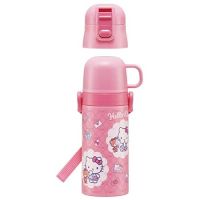 Skater SKCP3-A 2WAY Stainless Steel Kids Water Bottle with Straw Cup 350ml Hello Kitty Sanrio GirlTH