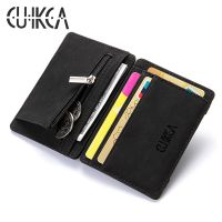 CUIKCA Magic Wallet Magic Money Clip Zipper Purse Unisex Nubuck Leather Slim Wallet Coins Wallet ID Credit Card Cases