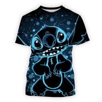 เสื้อยืด3d ลายอนิเมะดิสนีย์สำหรับผู้ชายเสื้อ Lilo Stitch สุดน่ารักเสื้อยืด3d เสื้อยืดฤดูร้อนแขนสั้นใส่ได้ทั้งผู้หญิงและผู้ชาย